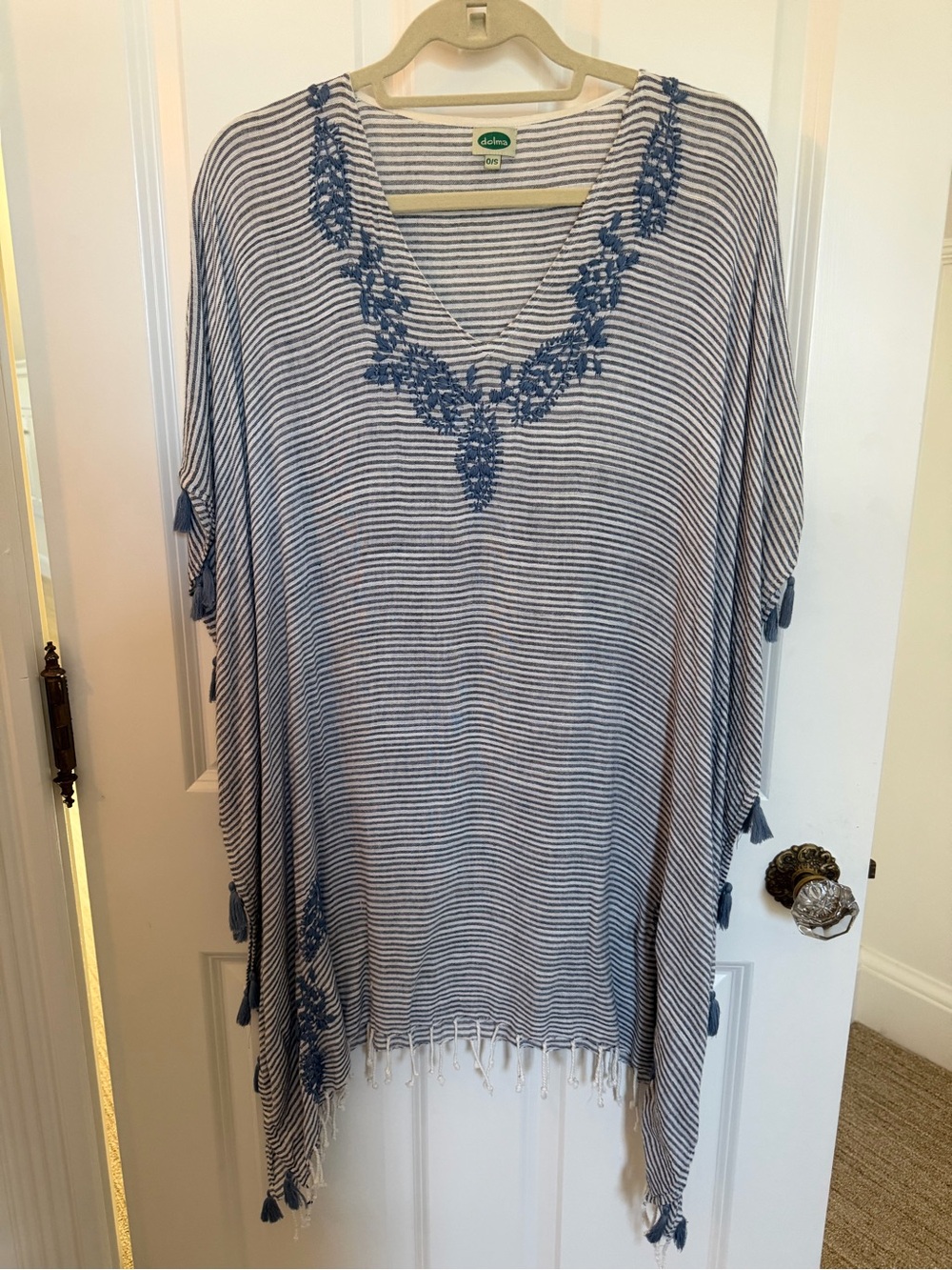 Dolma Lola Blue & White Striped V-Neck Swim Coverup